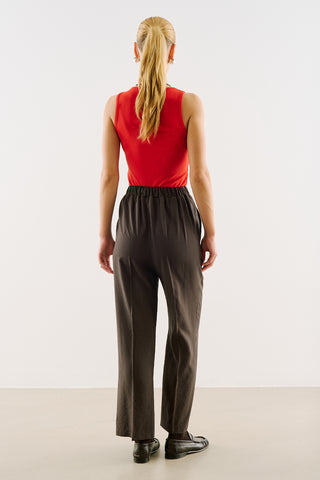 Relaxed Straight-Leg Trousers Dark Brown