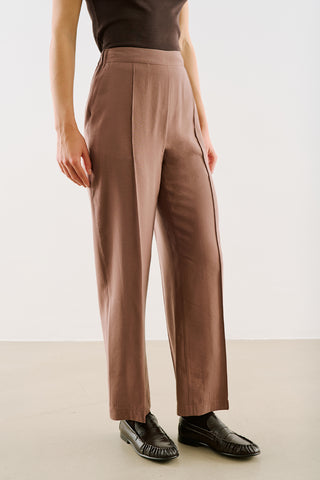 Relaxed Straight-Leg Trousers Bark Brown