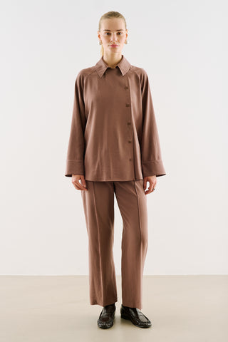 Relaxed Straight-Leg Trousers Bark Brown