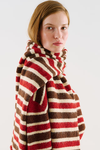 Long Striped Knit Scarf Red