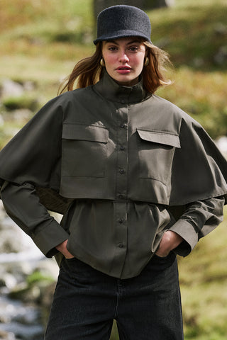 Cape-Style Shirt With Pockets Khaki