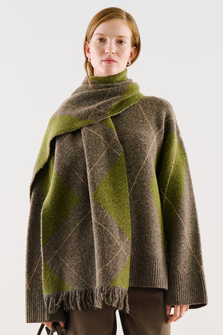 Diamond-Knit Scarf Mink