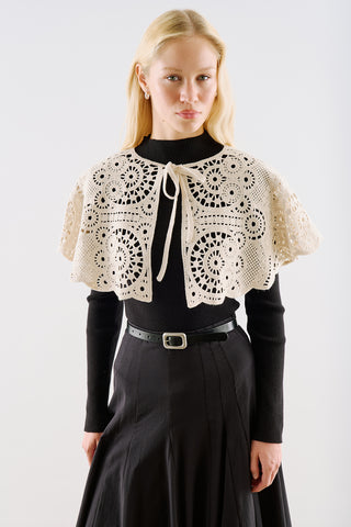 Flora Wide Tie-Neck Detail Ecru