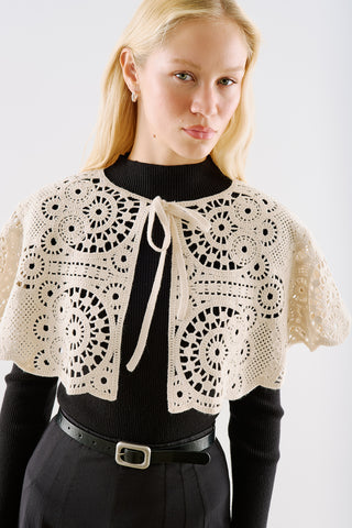 Flora Wide Tie-Neck Detail Ecru