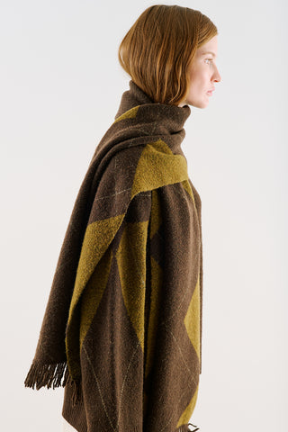 Diamond-Pattern Knit Sweater Brown