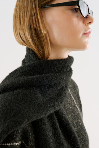 Long Solid-Colour Knit Scarf Black