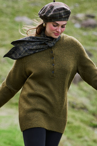 Button-Detail Knit Sweater Green