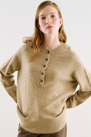 Button-Detail Knit Sweater Mink