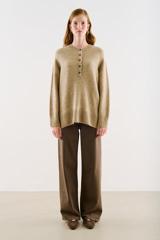 Button-Detail Knit Sweater Mink