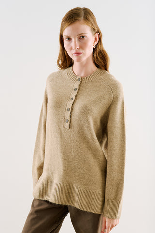 Button-Detail Knit Sweater Mink
