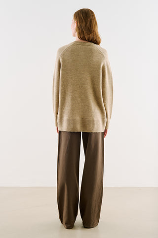 Button-Detail Knit Sweater Mink