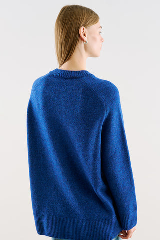 Button-Detail Knit Sweater Blue