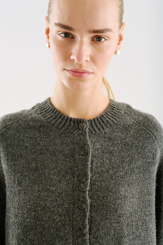 Button-Detail Knit Sweater Dark Grey