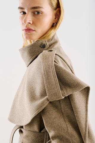 High-Neck Statement Coat With Scarf Detail Mink