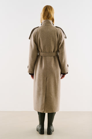 High-Neck Statement Coat With Scarf Detail Mink