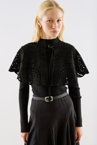 Flora Wide Tie-Neck Detail Black