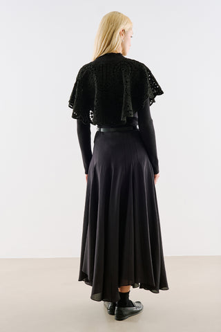 Flora Wide Tie-Neck Detail Black