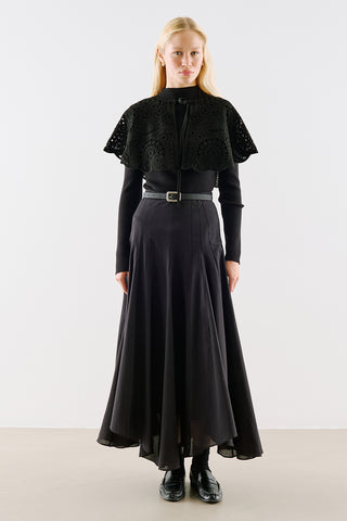 Flora Wide Tie-Neck Detail Black