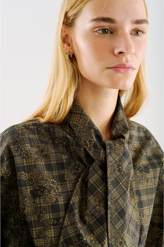 Printed Shirt With Tie-Neck Detail Green Floral