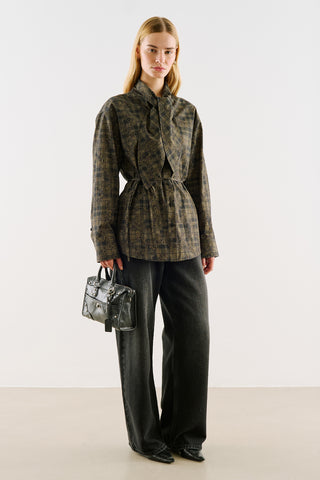 Printed Shirt With Tie-Neck Detail Green Floral