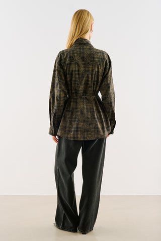 Printed Shirt With Tie-Neck Detail Green Floral