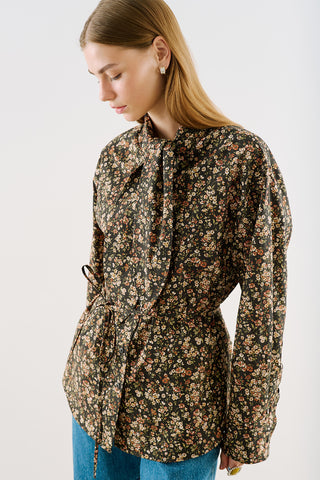 Printed Shirt With Tie-Neck Detail Ditsy