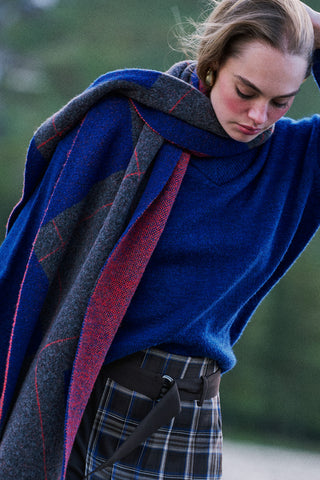 Diamond-Knit Scarf Blue