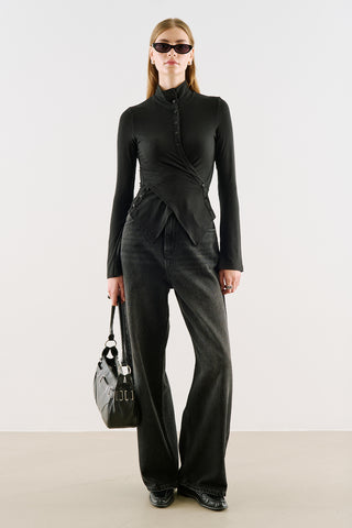Wrap-Front Bodysuit Anthracite