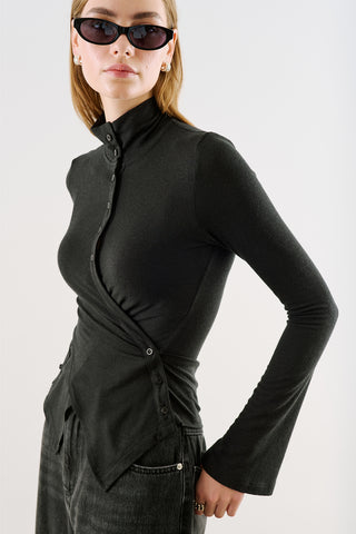 Wrap-Front Bodysuit Anthracite