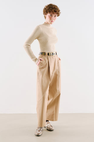 Turtleneck Knit Top Beige