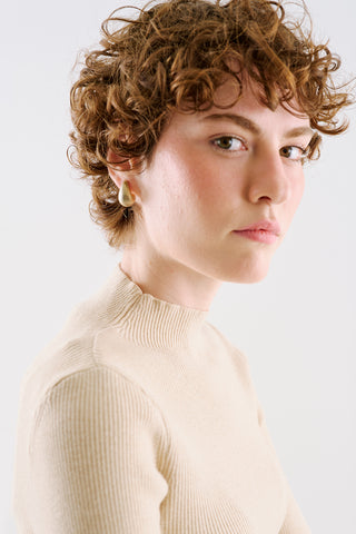 Turtleneck Knit Top Beige