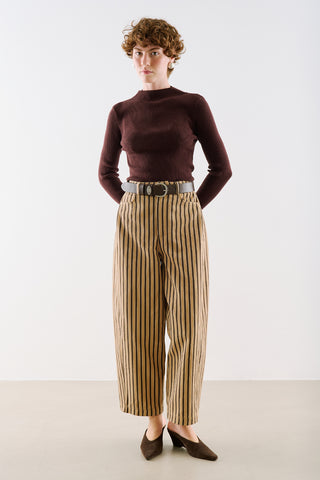 Turtleneck Knit Top Dark Brown
