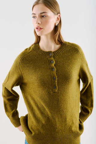 Button-Detail Knit Sweater Green