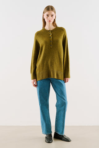Button-Detail Knit Sweater Green
