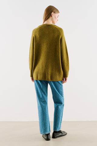 Button-Detail Knit Sweater Green