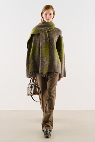 Diamond-Pattern Knit Sweater Mink