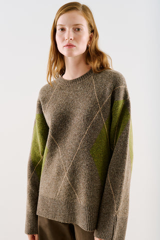 Diamond-Pattern Knit Sweater Mink