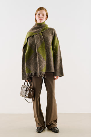 Diamond-Pattern Knit Sweater Mink