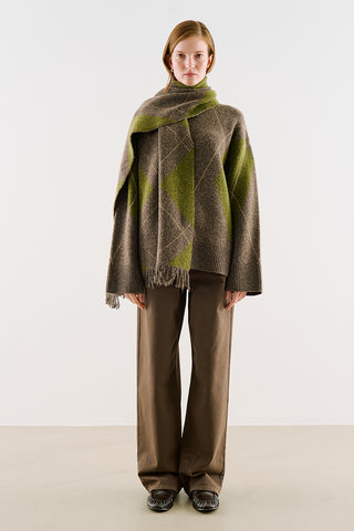 Diamond-Pattern Knit Sweater Mink
