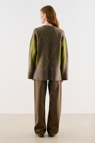 Diamond-Pattern Knit Sweater Mink