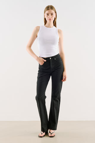 Mid-Rise Skinny-Flare Jeans Black