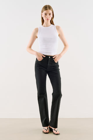 Mid-Rise Skinny-Flare Jeans Black