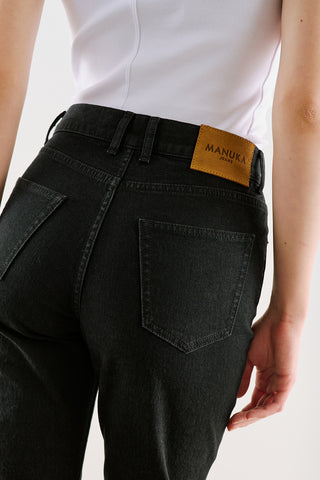 Mid-Rise Skinny-Flare Jeans Black