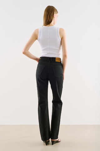 Mid-Rise Skinny-Flare Jeans Black