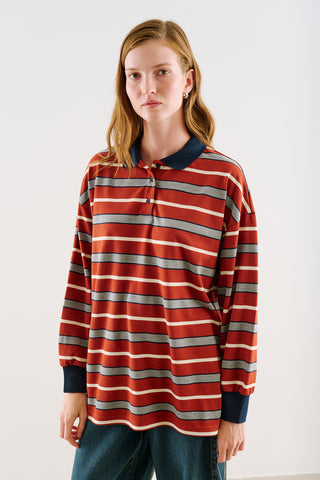 Striped Polo Sweatshirt Tile