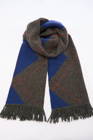 Diamond-Knit Scarf Blue