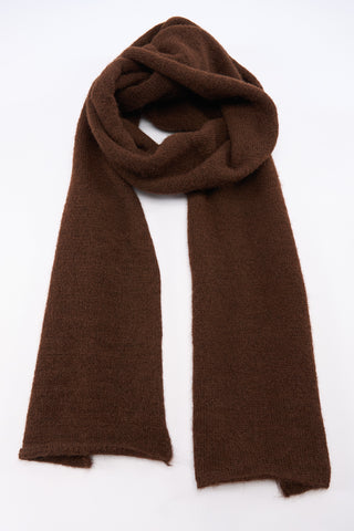 Long Solid-Colour Knit Scarf Brown