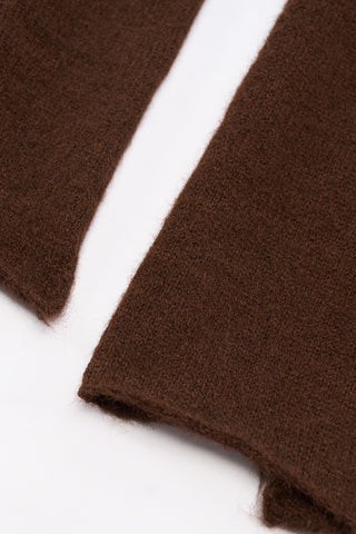 Long Solid-Colour Knit Scarf Brown