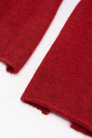 Long Solid-Colour Knit Scarf Red