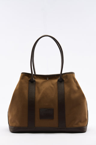Xl Canvas Tote Bag With Leather Handles Camel